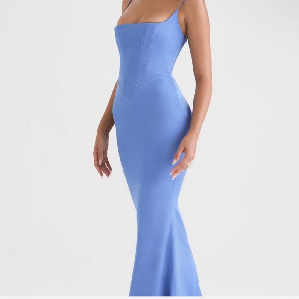 Elegant Blue Spaghetti Strap Dress